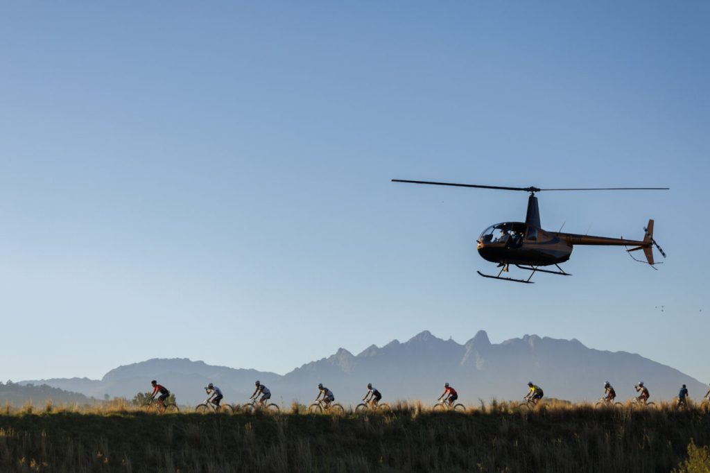 Riders during Stage 5 of the 2024 Absa Cape Epic Mountain Bike stage race from CPUT, Wellington to CPUT, Wellington, South Africa on 22 March 2024. 