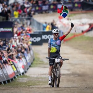 South Africa's Alan Hatherly wins the UCI MTB World Cup in Les Gets.